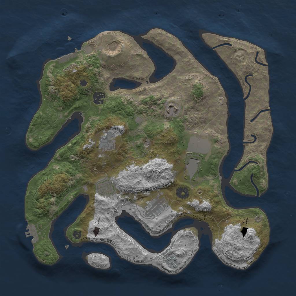 Rust Map: Procedural Map, Size: 3500, Seed: 62975286, 13 Monuments