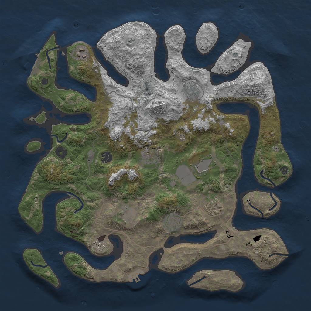 Rust Map: Procedural Map, Size: 4000, Seed: 302373466, 14 Monuments