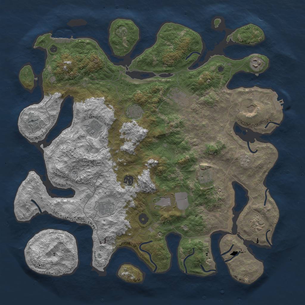 Rust Map: Procedural Map, Size: 4500, Seed: 909192, 16 Monuments