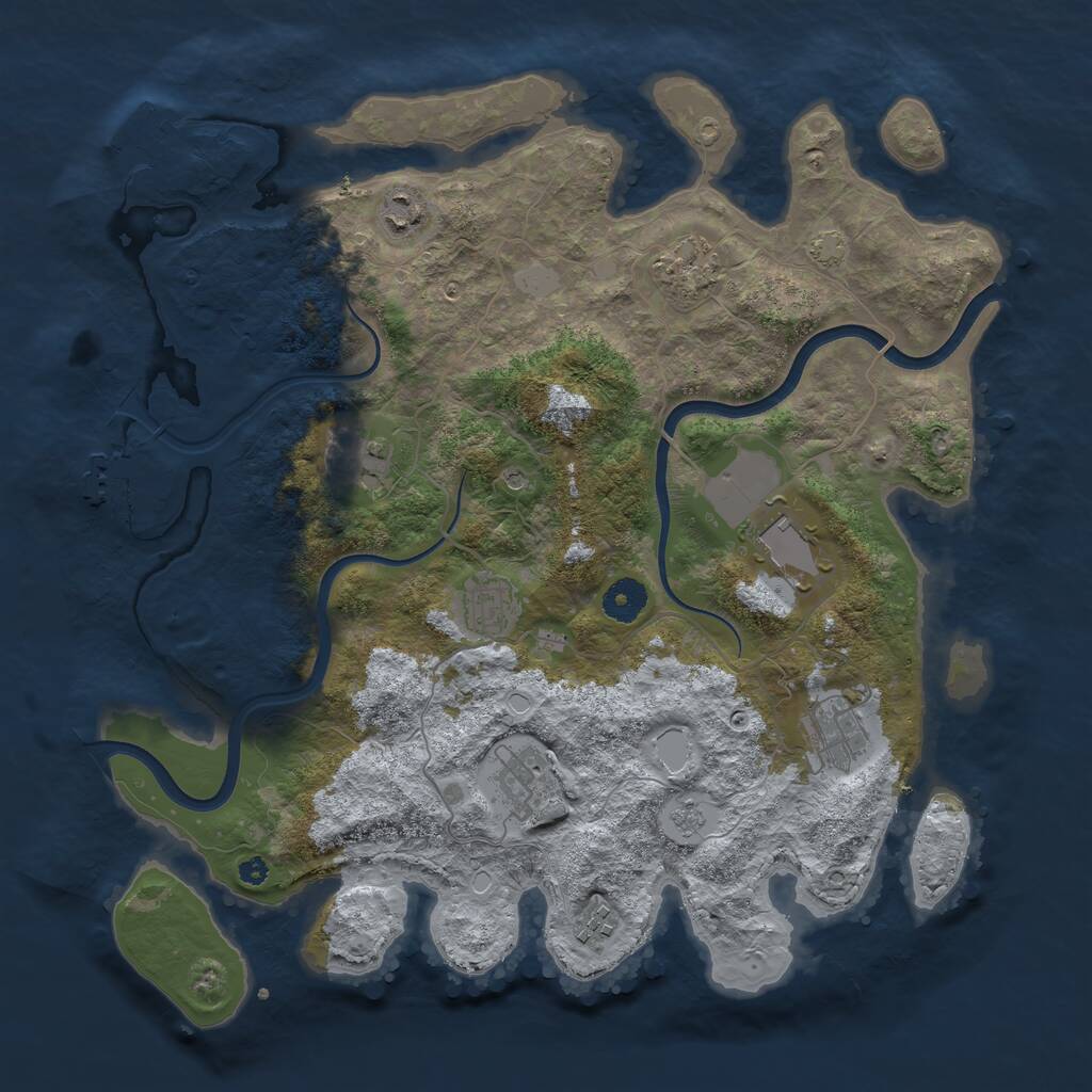 Rust Map: Procedural Map, Size: 3800, Seed: 1316538900, 14 Monuments