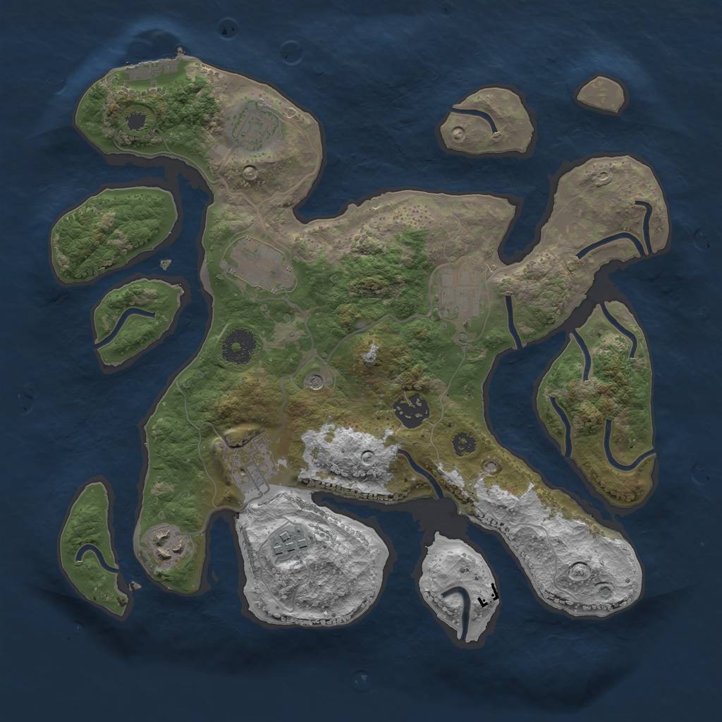 Rust Map: Procedural Map, Size: 3200, Seed: 2415, 11 Monuments