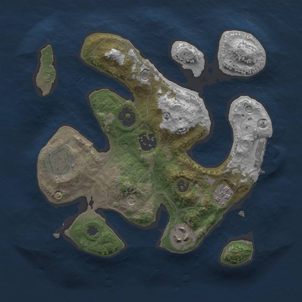 Rust Map: Procedural Map, Size: 2500, Seed: 8520, 8 Monuments