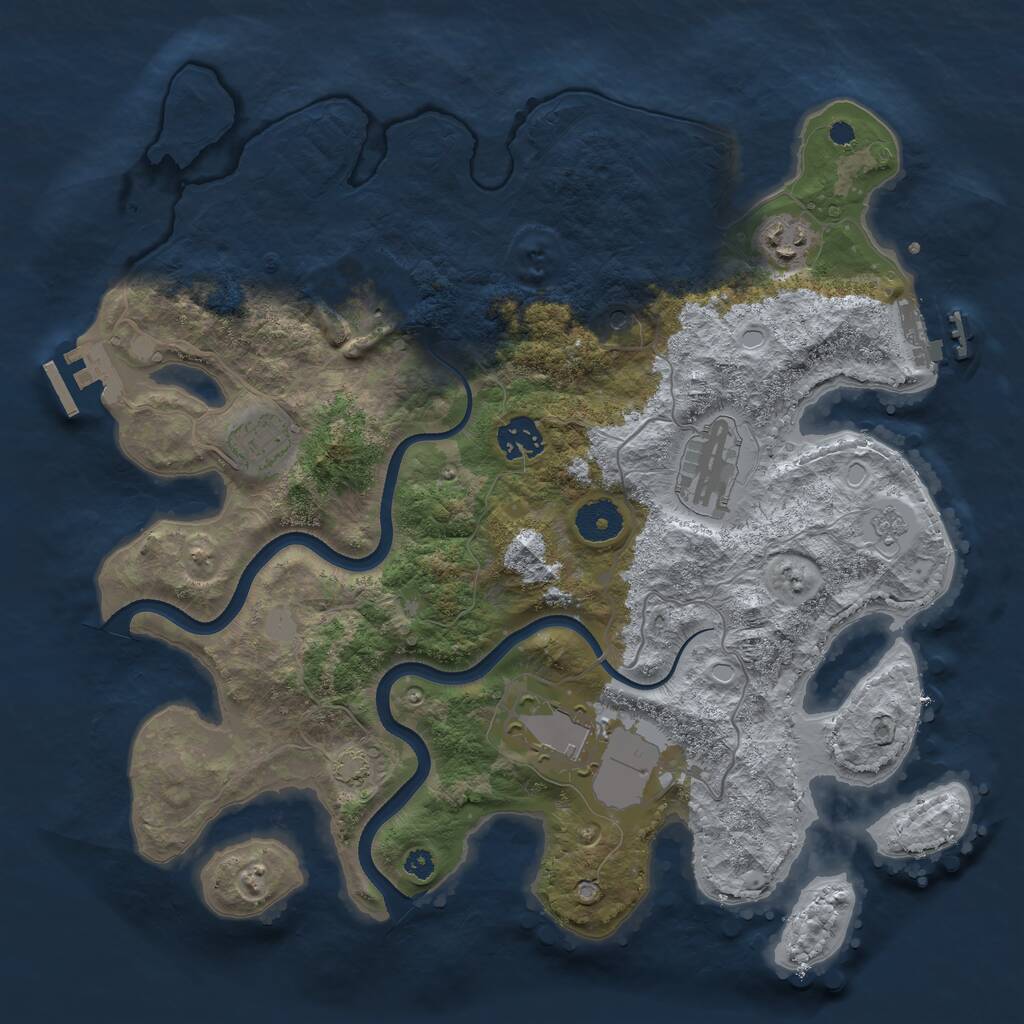Rust Map: Procedural Map, Size: 3500, Seed: 2239341, 12 Monuments