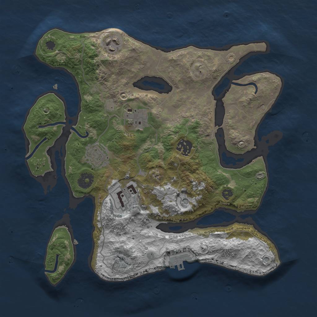 Rust Map: Procedural Map, Size: 3000, Seed: 219323, 9 Monuments