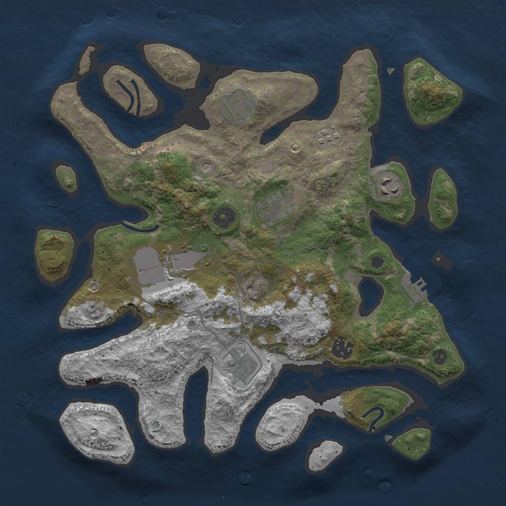 Rust Map: Procedural Map, Size: 3500, Seed: 1921443652, 11 Monuments