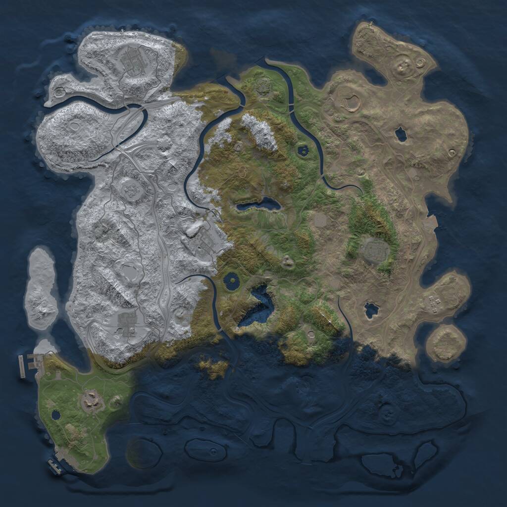 Rust Map: Procedural Map, Size: 4500, Seed: 66466, 13 Monuments