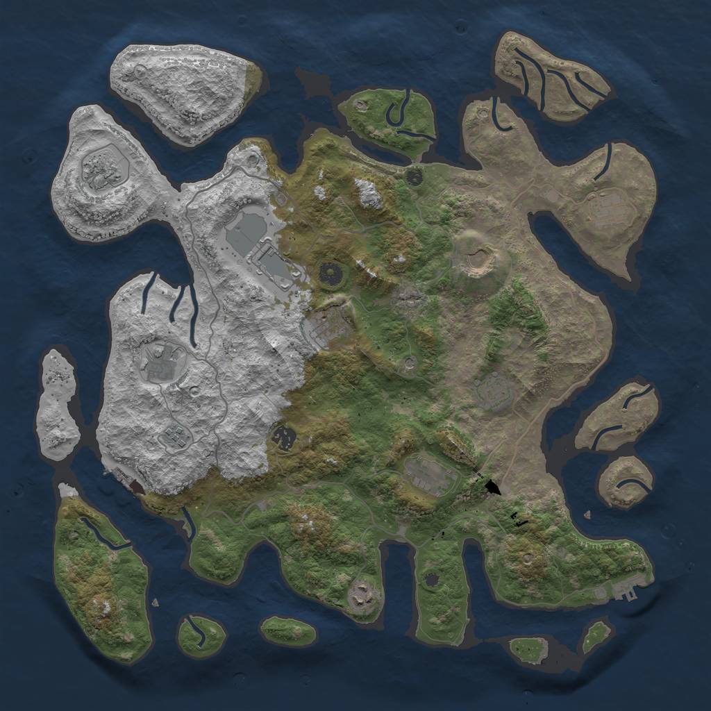 Rust Map: Procedural Map, Size: 4500, Seed: 66466, 16 Monuments