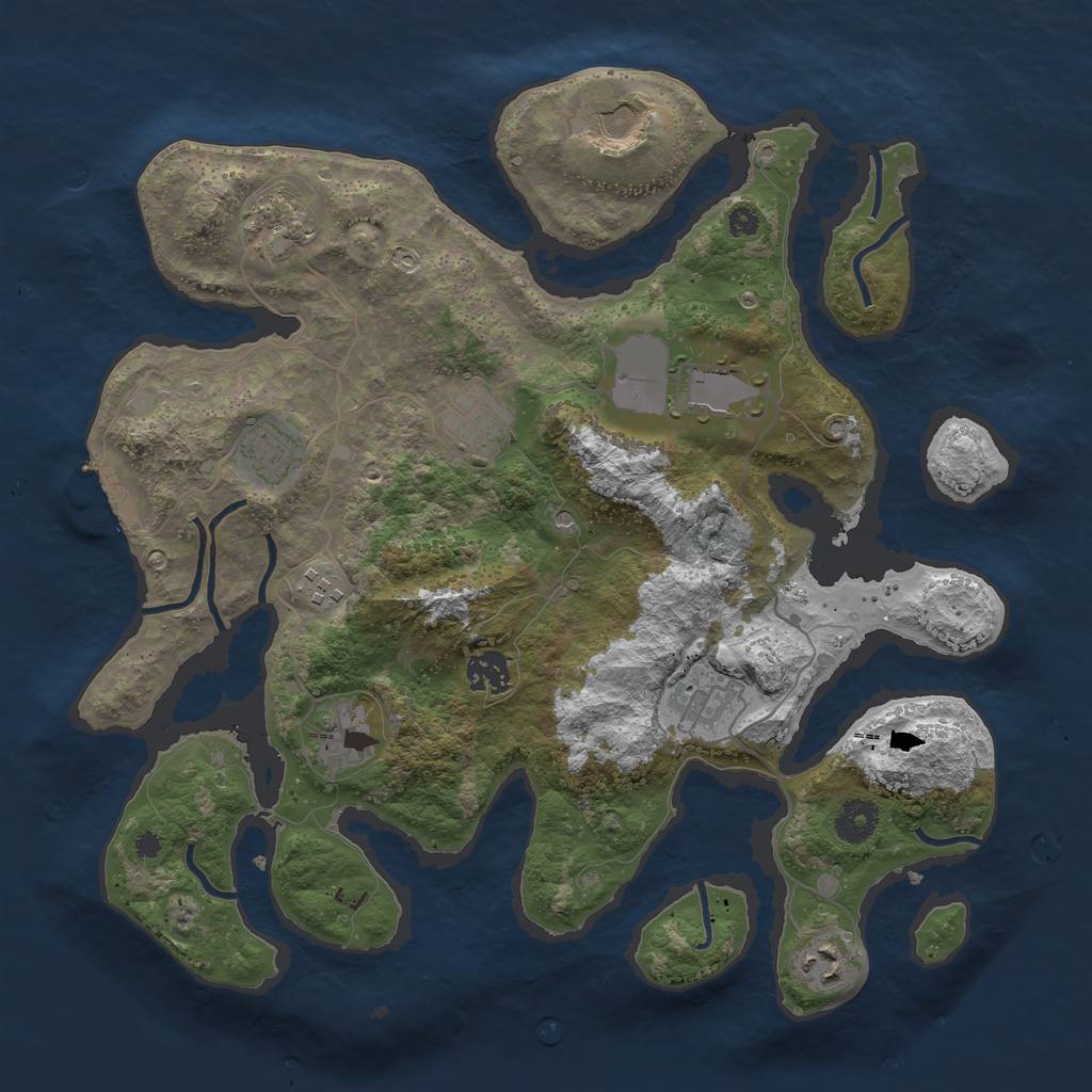 Rust Map: Procedural Map, Size: 3700, Seed: 56612984, 14 Monuments