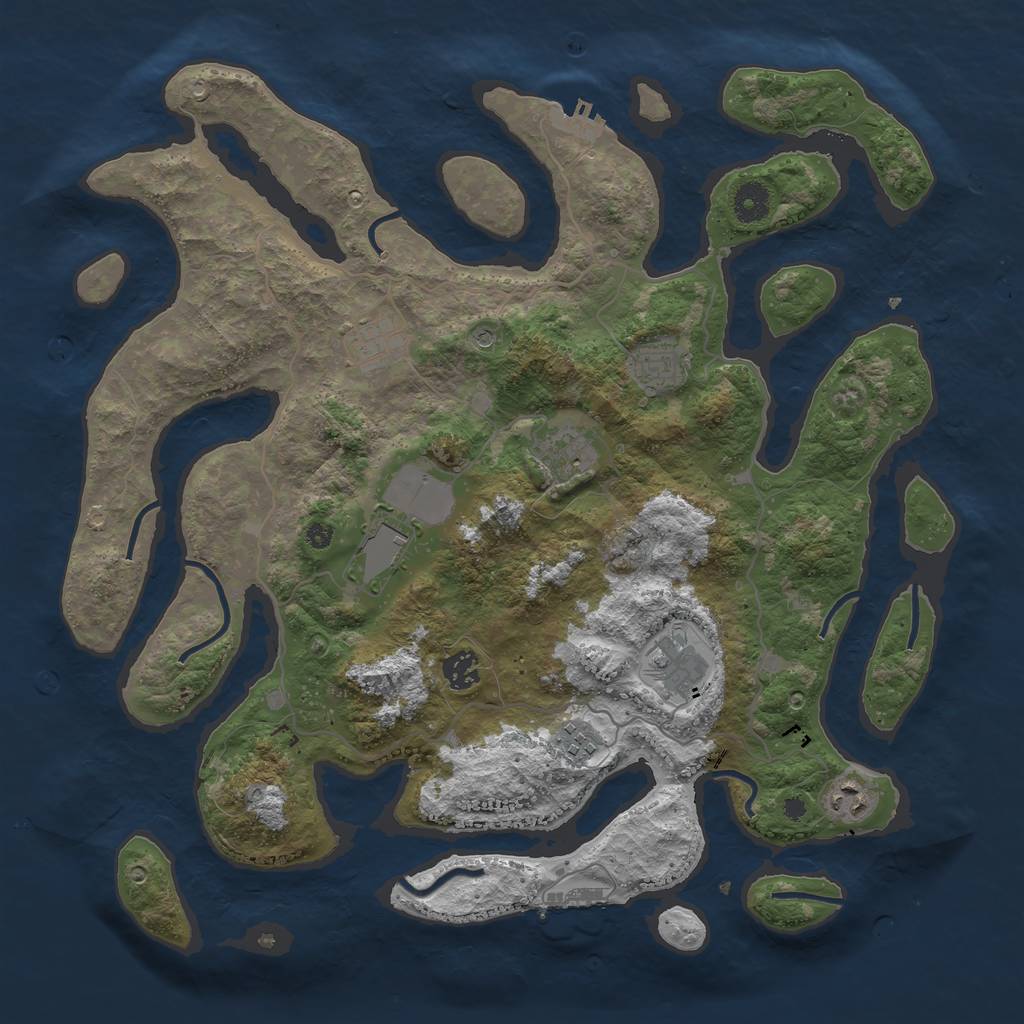 Rust Map: Procedural Map, Size: 4000, Seed: 656929890, 13 Monuments