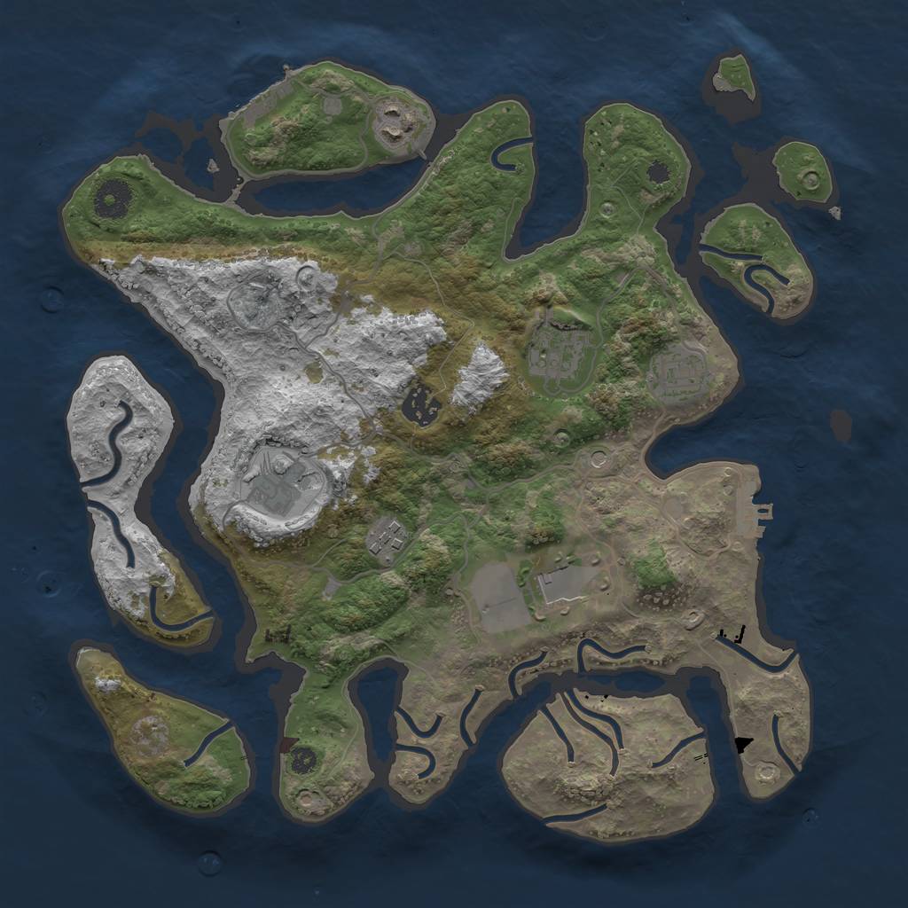 Rust Map: Procedural Map, Size: 3500, Seed: 69911, 12 Monuments