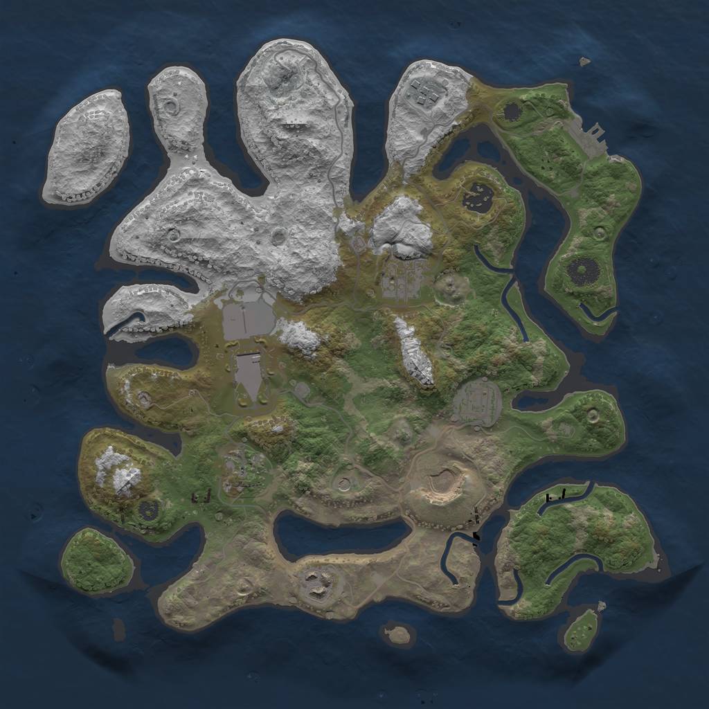 Rust Map: Procedural Map, Size: 3500, Seed: 103100, 12 Monuments