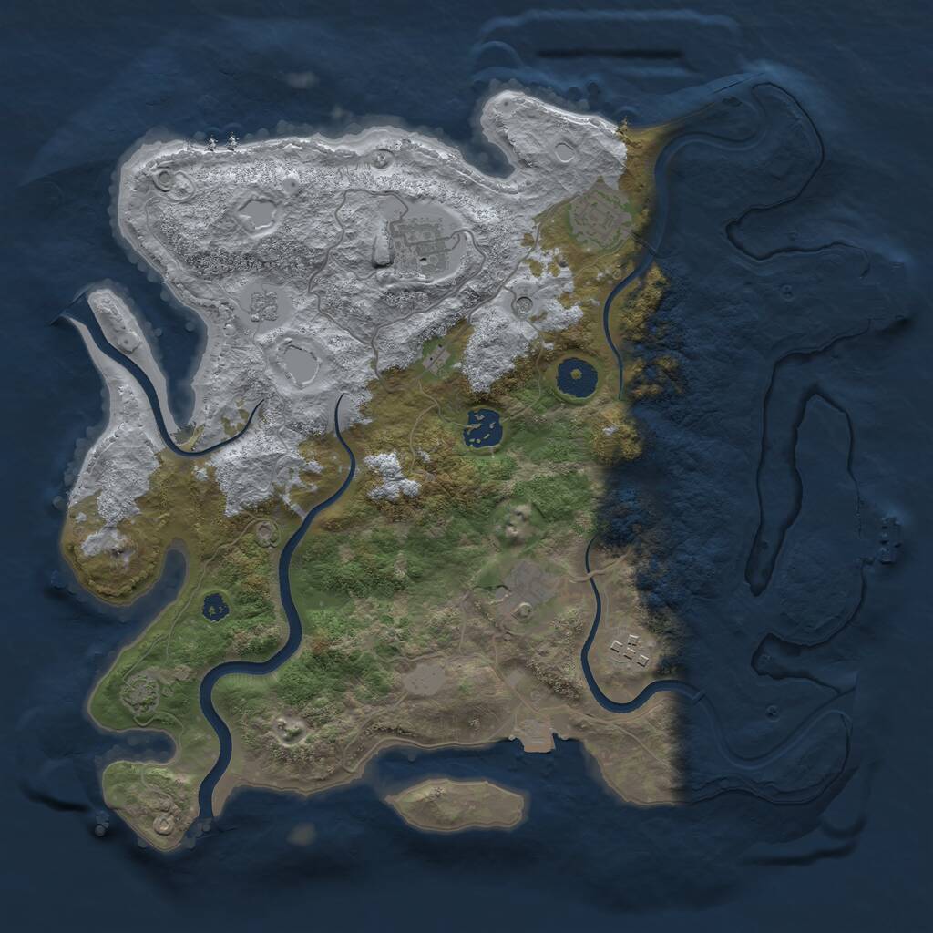 Rust Map: Procedural Map, Size: 3500, Seed: 93850, 11 Monuments