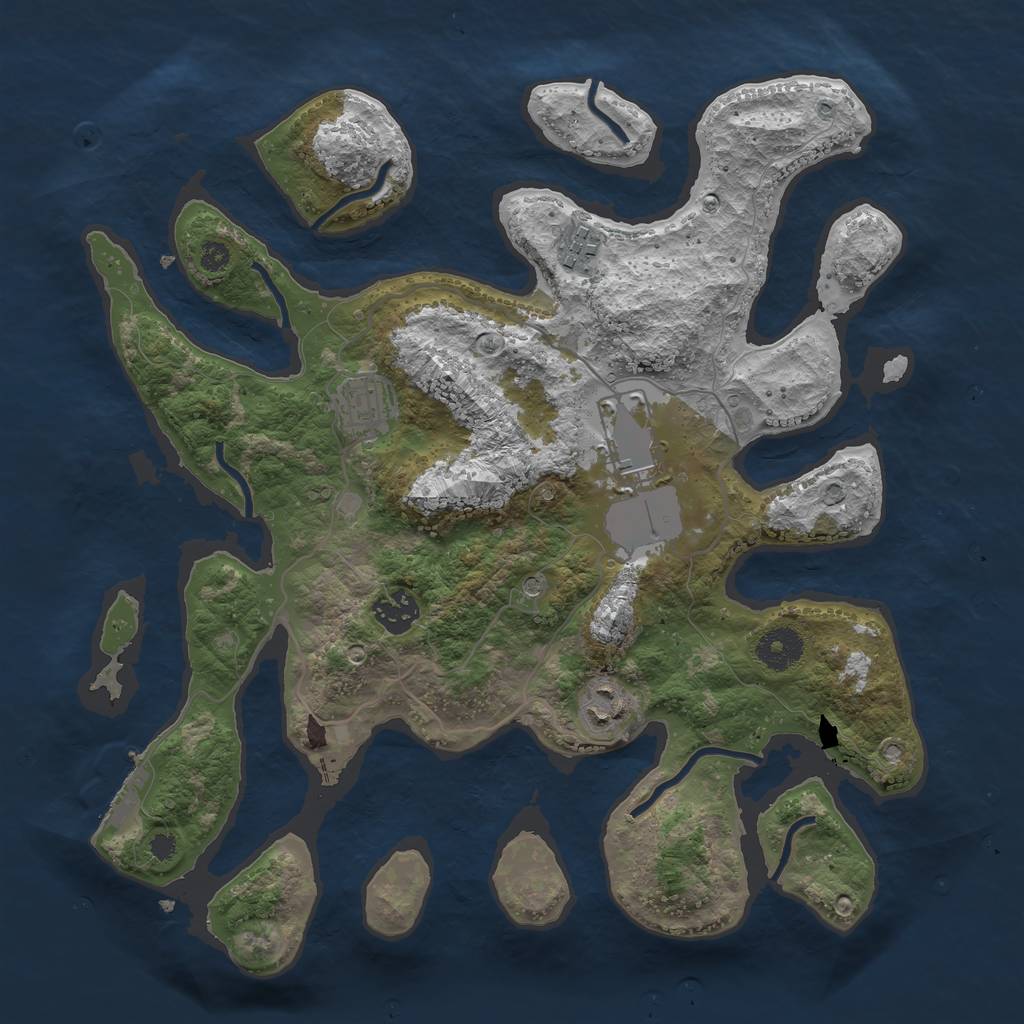 Rust Map: Procedural Map, Size: 3500, Seed: 663925969, 9 Monuments