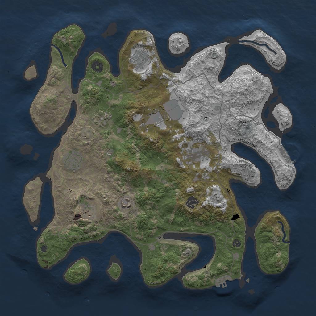 Rust Map: Procedural Map, Size: 4000, Seed: 1744090199, 14 Monuments