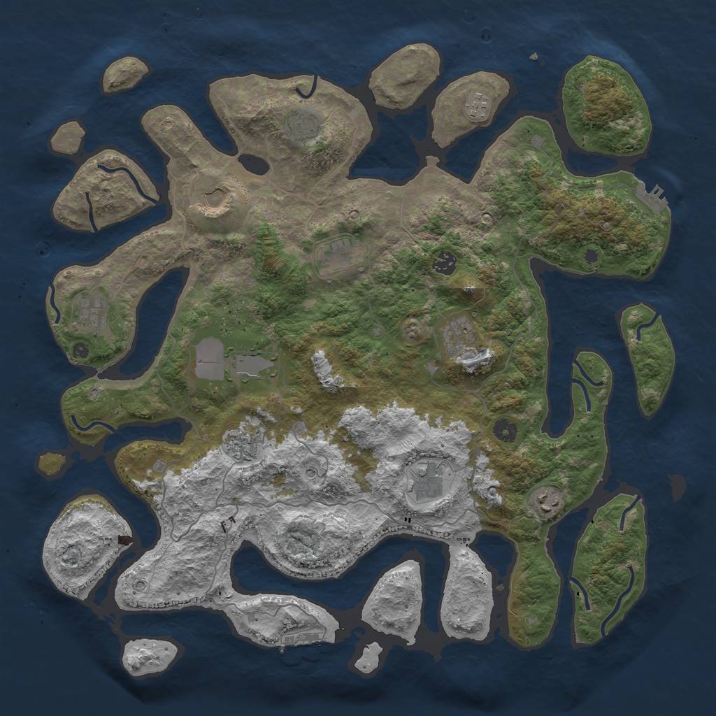 Rust Map: Procedural Map, Size: 4500, Seed: 660973423, 16 Monuments