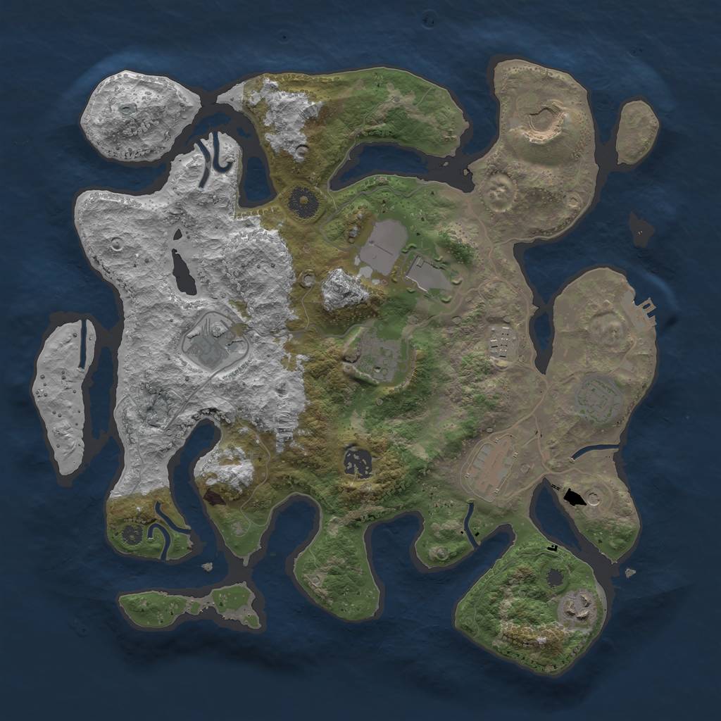 Rust Map: Procedural Map, Size: 3600, Seed: 6134372, 13 Monuments