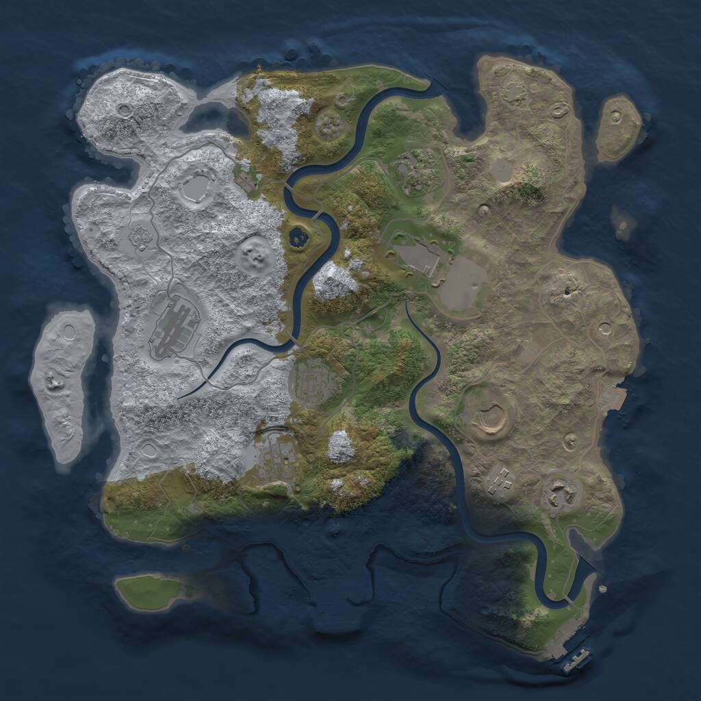 Rust Map: Procedural Map, Size: 3600, Seed: 6134372, 14 Monuments