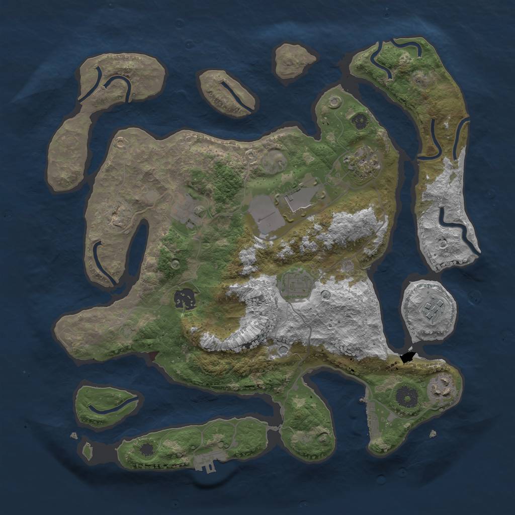 Rust Map: Procedural Map, Size: 3500, Seed: 241808371, 12 Monuments