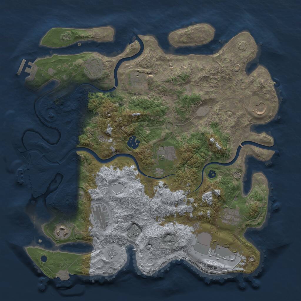 Rust Map: Procedural Map, Size: 3700, Seed: 1570917559, 16 Monuments