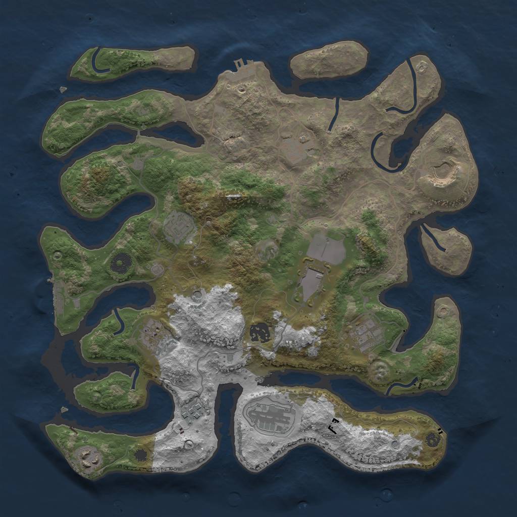 Rust Map: Procedural Map, Size: 3700, Seed: 1570917559, 15 Monuments