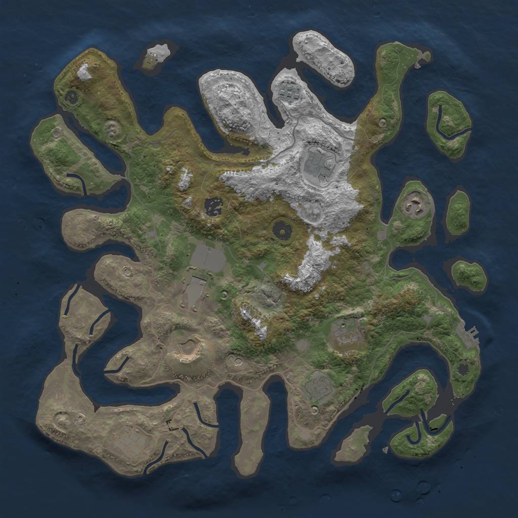 Rust Map: Procedural Map, Size: 4000, Seed: 222316, 13 Monuments