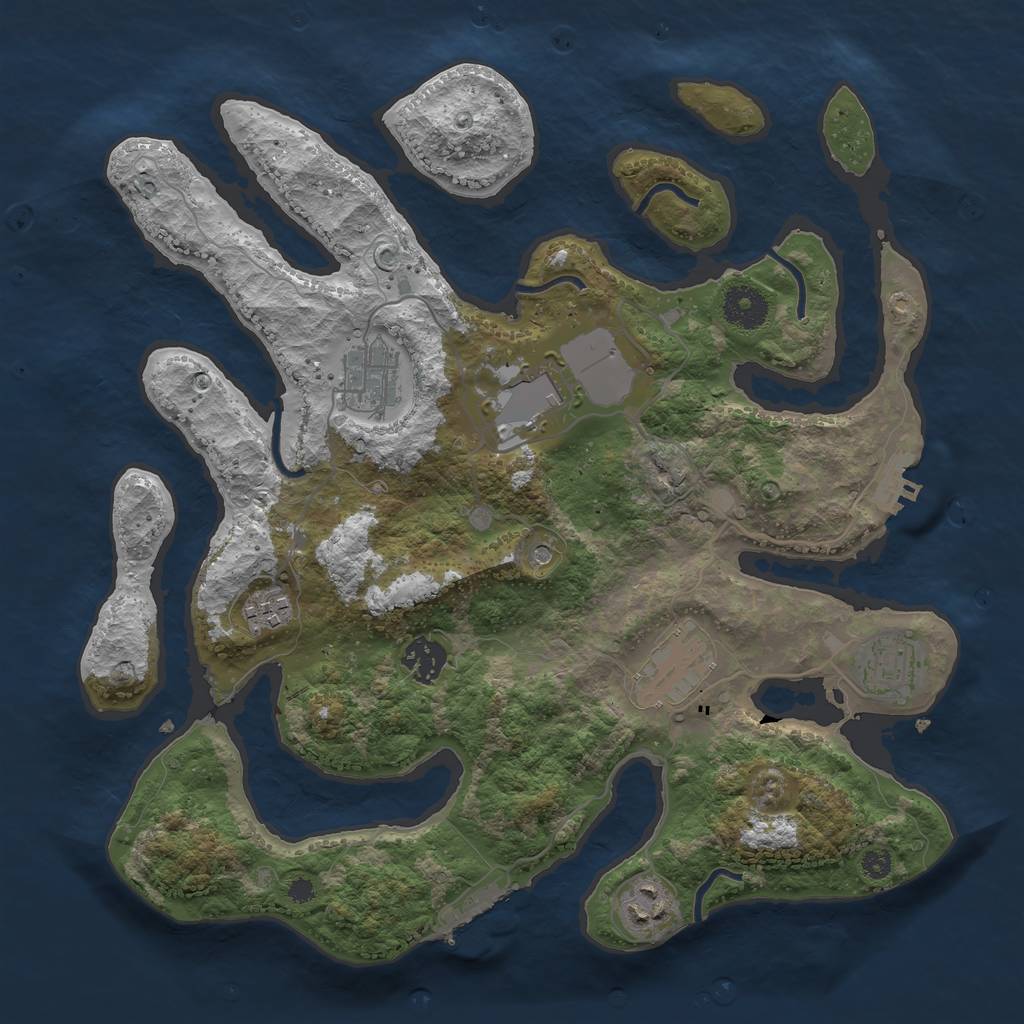 Rust Map: Procedural Map, Size: 3500, Seed: 1986775877, 12 Monuments