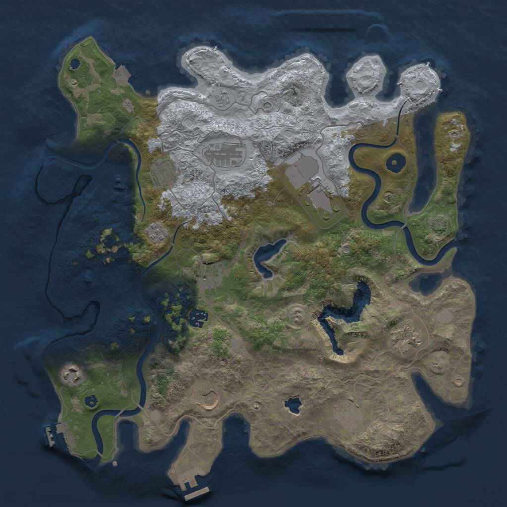 Rust Map: Procedural Map, Size: 4000, Seed: 54800060, 16 Monuments