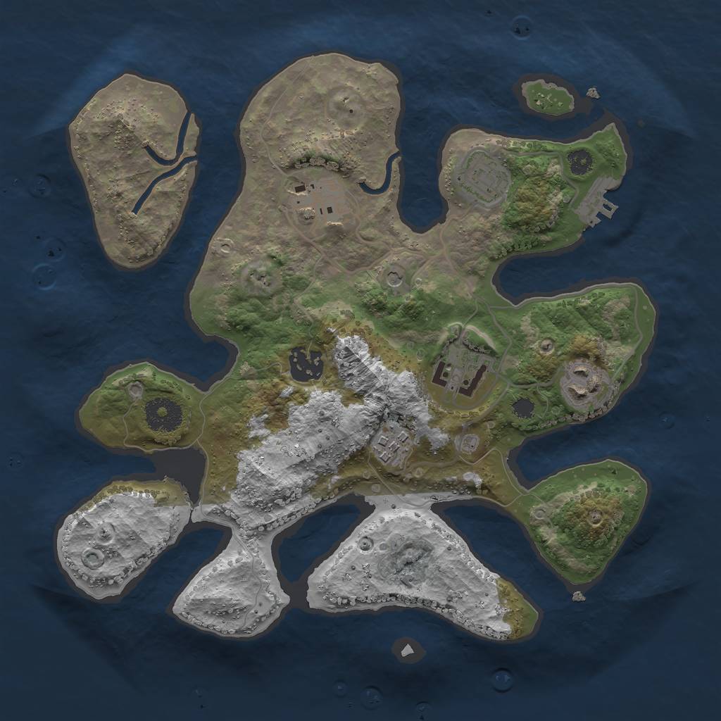 Rust Map: Procedural Map, Size: 3000, Seed: 60343781, 10 Monuments