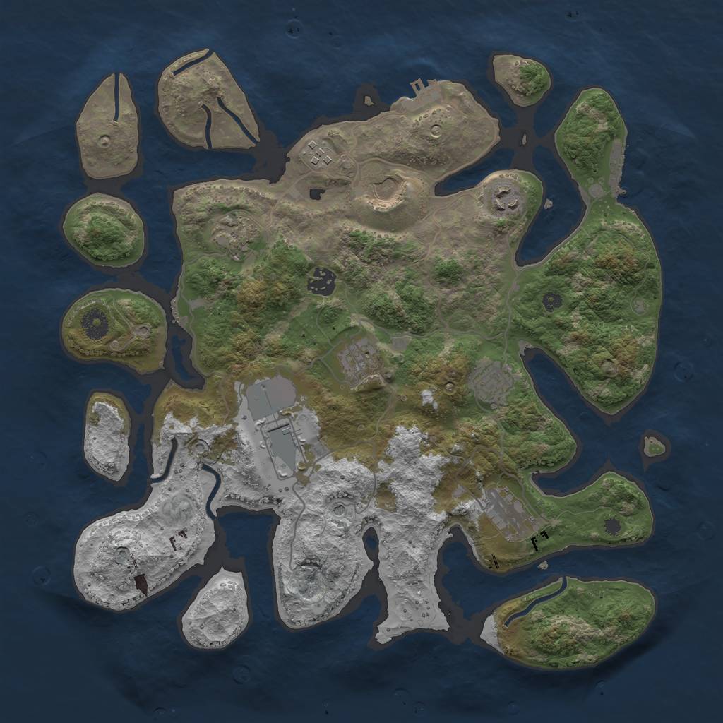 Rust Map: Procedural Map, Size: 3800, Seed: 1369007472, 14 Monuments