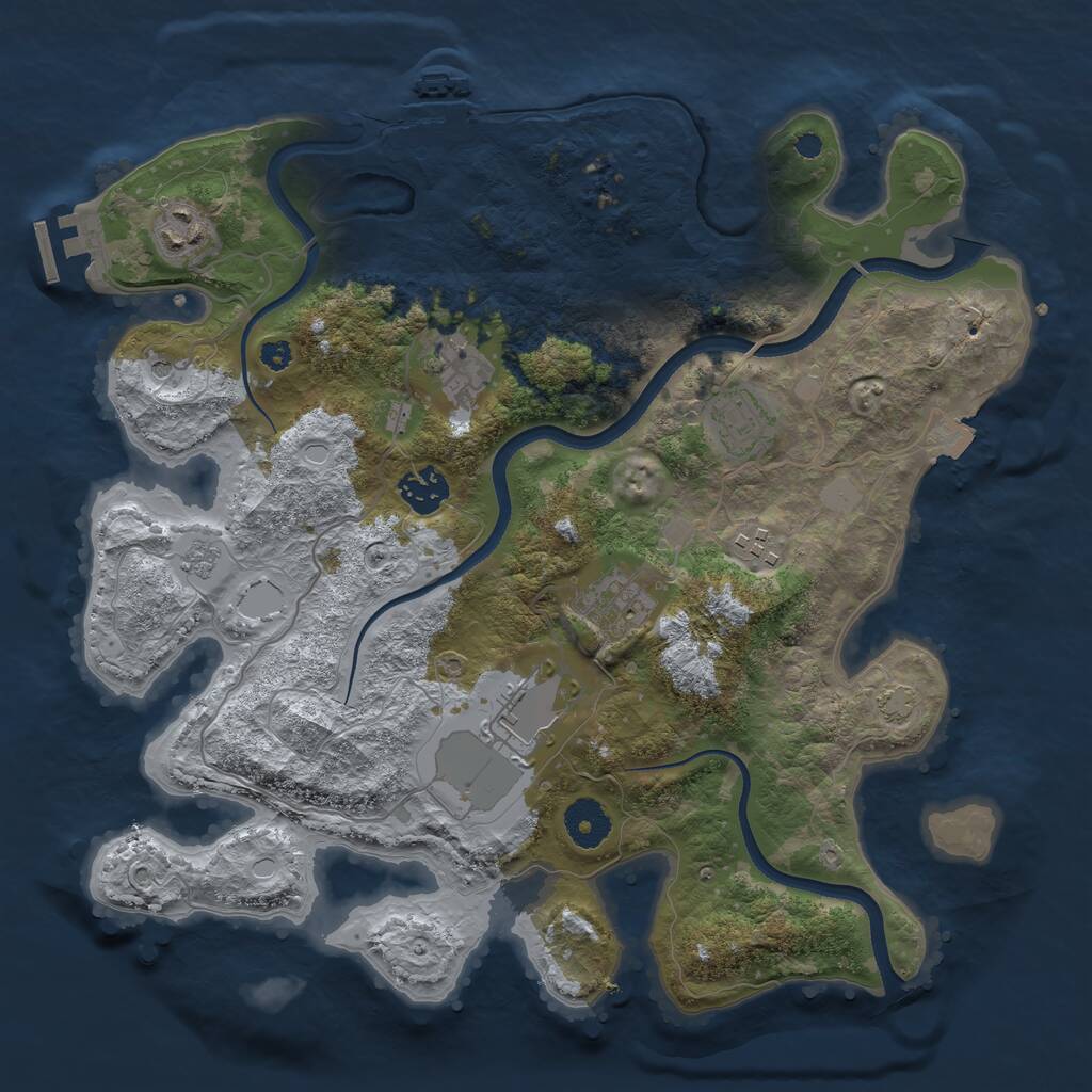 Rust Map: Procedural Map, Size: 3500, Seed: 683350802, 13 Monuments