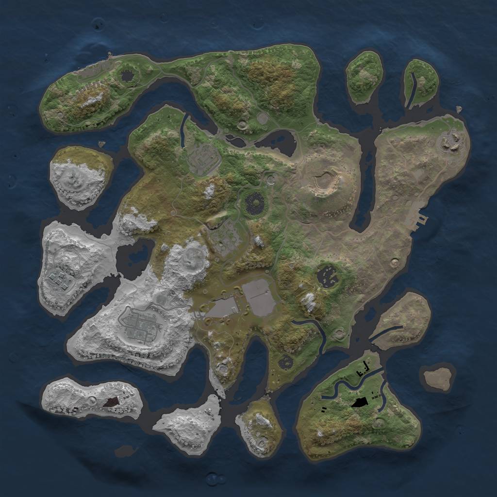 Rust Map: Procedural Map, Size: 3500, Seed: 683350802, 13 Monuments