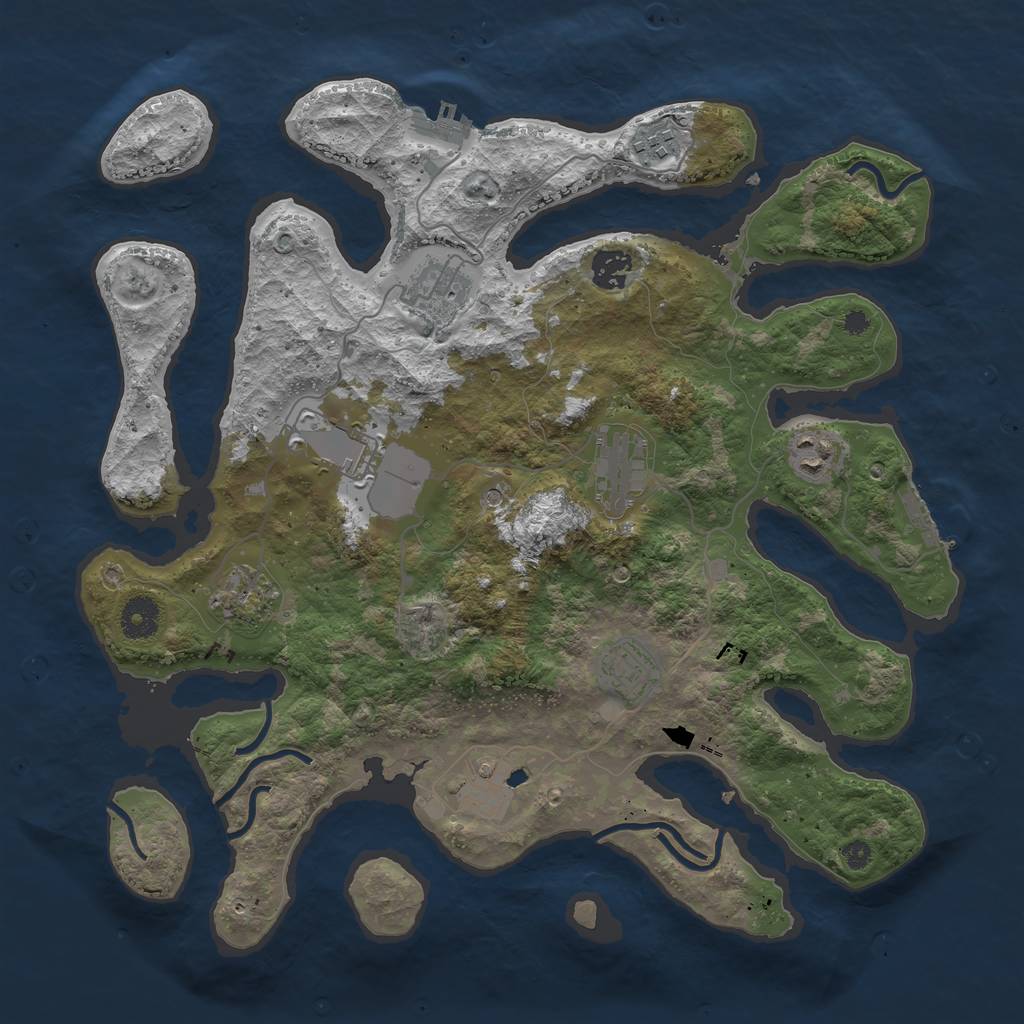 Rust Map: Procedural Map, Size: 3750, Seed: 1988282877, 14 Monuments