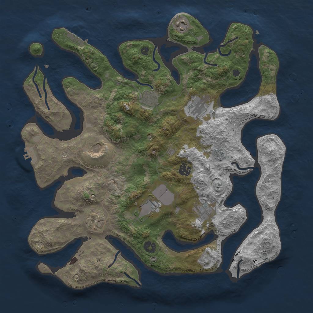 Rust Map: Procedural Map, Size: 3800, Seed: 256985213, 14 Monuments