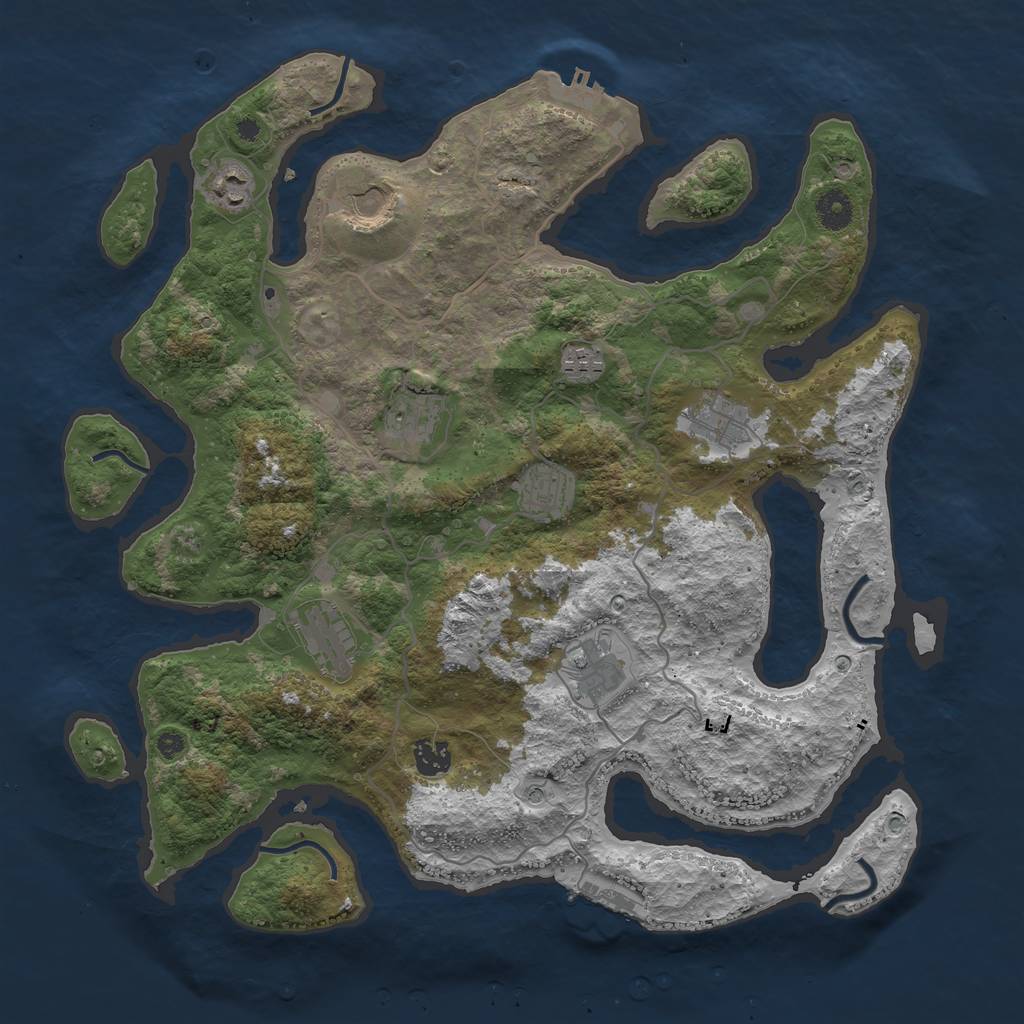 Rust Map: Procedural Map, Size: 4000, Seed: 584793250, 14 Monuments