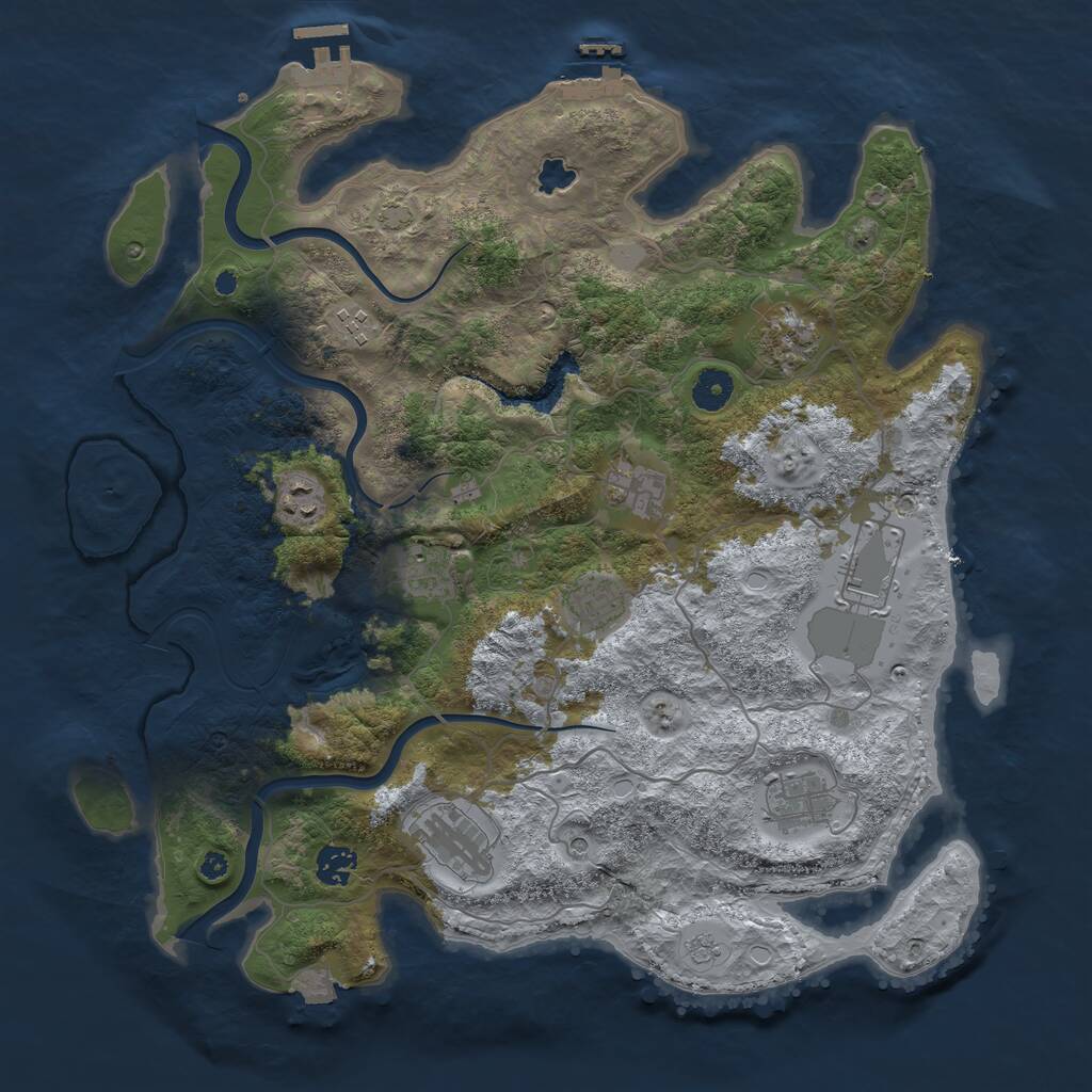 Rust Map: Procedural Map, Size: 4000, Seed: 584793250, 16 Monuments