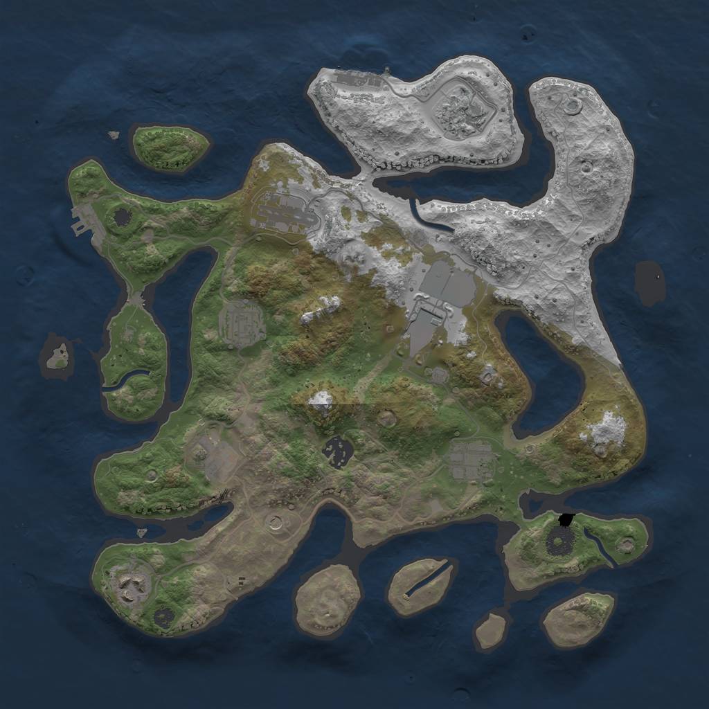 Rust Map: Procedural Map, Size: 3500, Seed: 1864730209, 13 Monuments