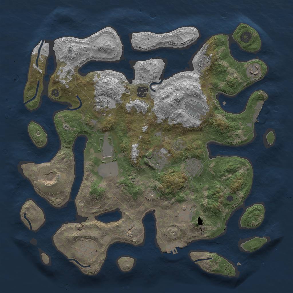 Rust Map: Procedural Map, Size: 3850, Seed: 657920558, 16 Monuments