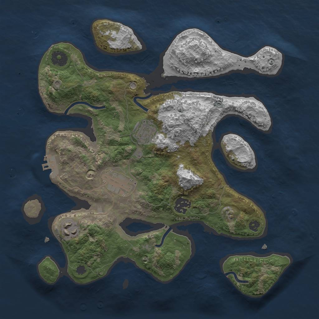 Rust Map: Procedural Map, Size: 3000, Seed: 684523, 7 Monuments