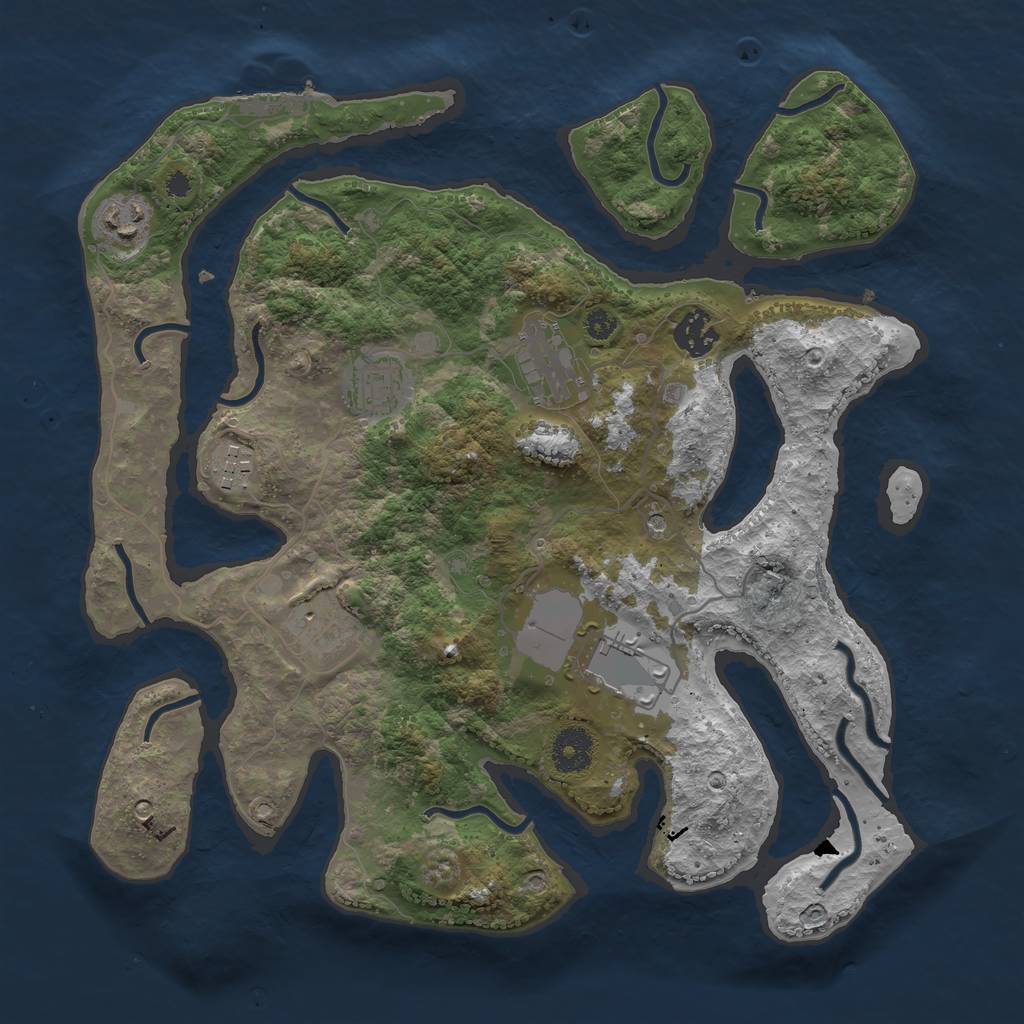 Rust Map: Procedural Map, Size: 3500, Seed: 1427208155, 11 Monuments