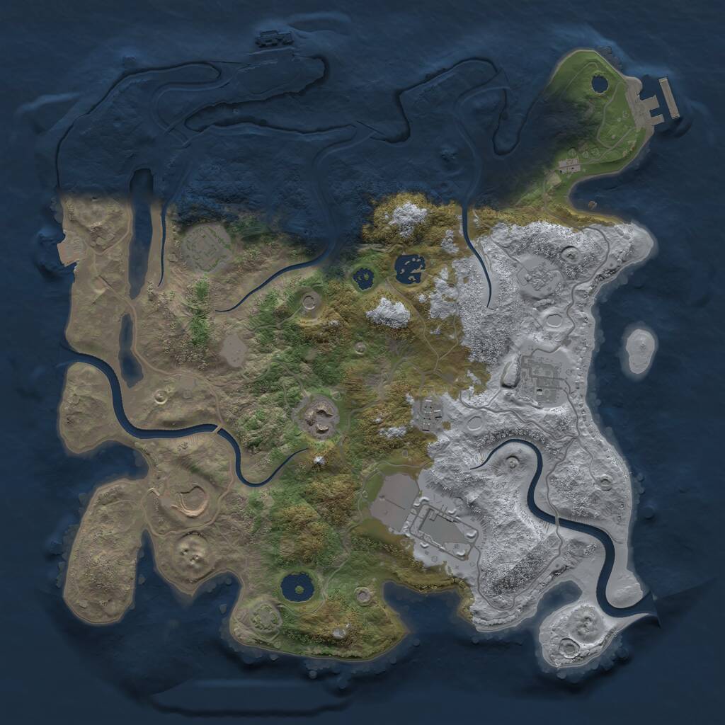 Rust Map: Procedural Map, Size: 3500, Seed: 1427208155, 13 Monuments