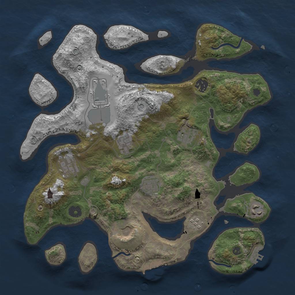 Rust Map: Procedural Map, Size: 3500, Seed: 52127874, 14 Monuments