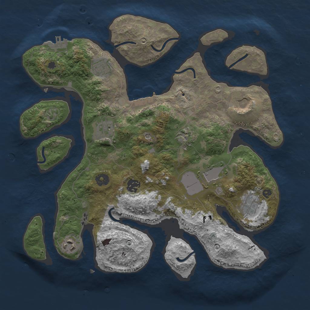 Rust Map: Procedural Map, Size: 3501, Seed: 2415, 13 Monuments