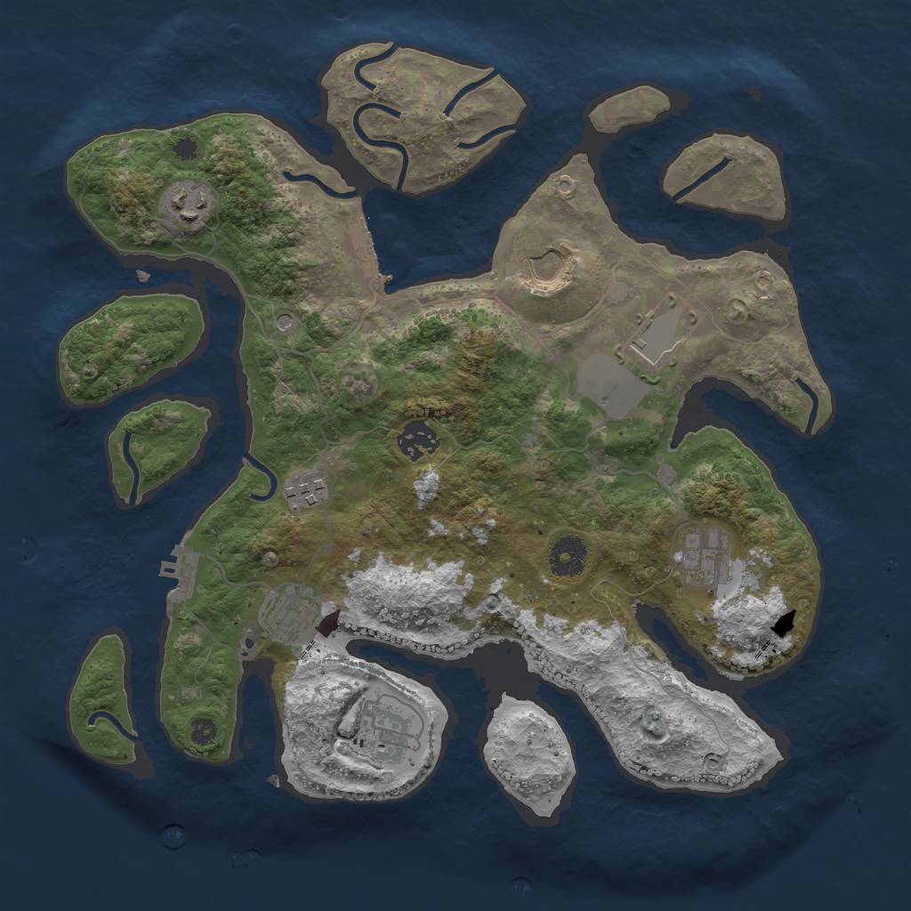 Rust Map: Procedural Map, Size: 3500, Seed: 2415, 13 Monuments