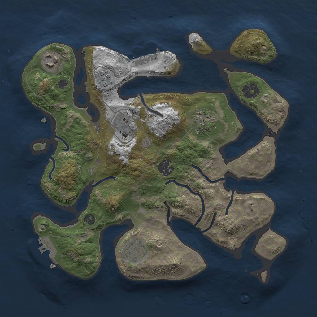 Rust Map: Procedural Map, Size: 3000, Seed: 1823773, 10 Monuments