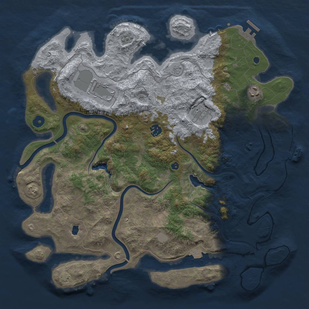 Rust Map: Procedural Map, Size: 4000, Seed: 35881, 11 Monuments