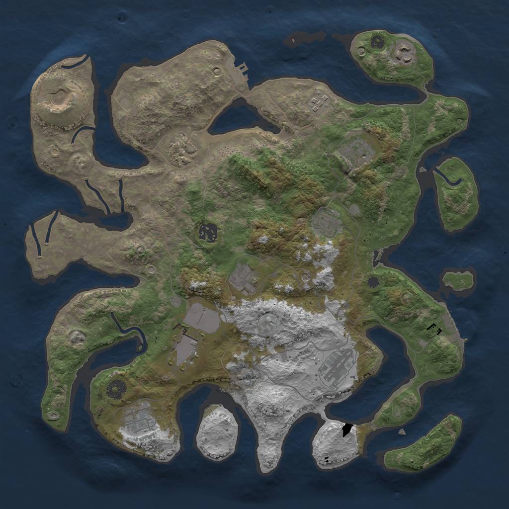 Rust Map: Procedural Map, Size: 3850, Seed: 1059321145, 16 Monuments