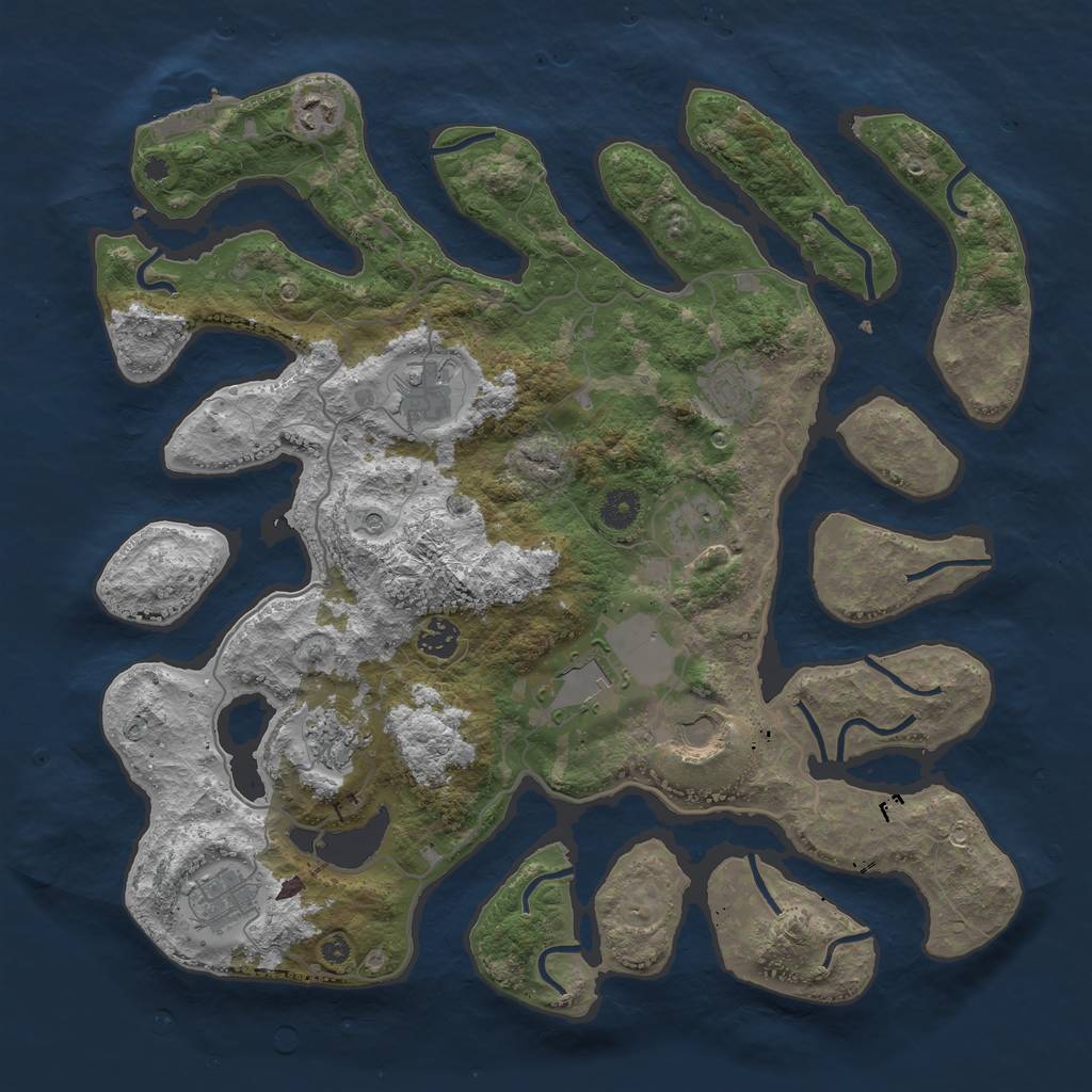 Rust Map: Procedural Map, Size: 4050, Seed: 2125587893, 13 Monuments