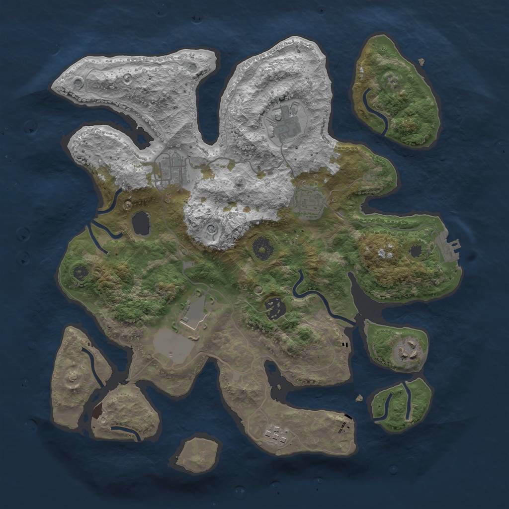 Rust Map: Procedural Map, Size: 3500, Seed: 99112222, 11 Monuments