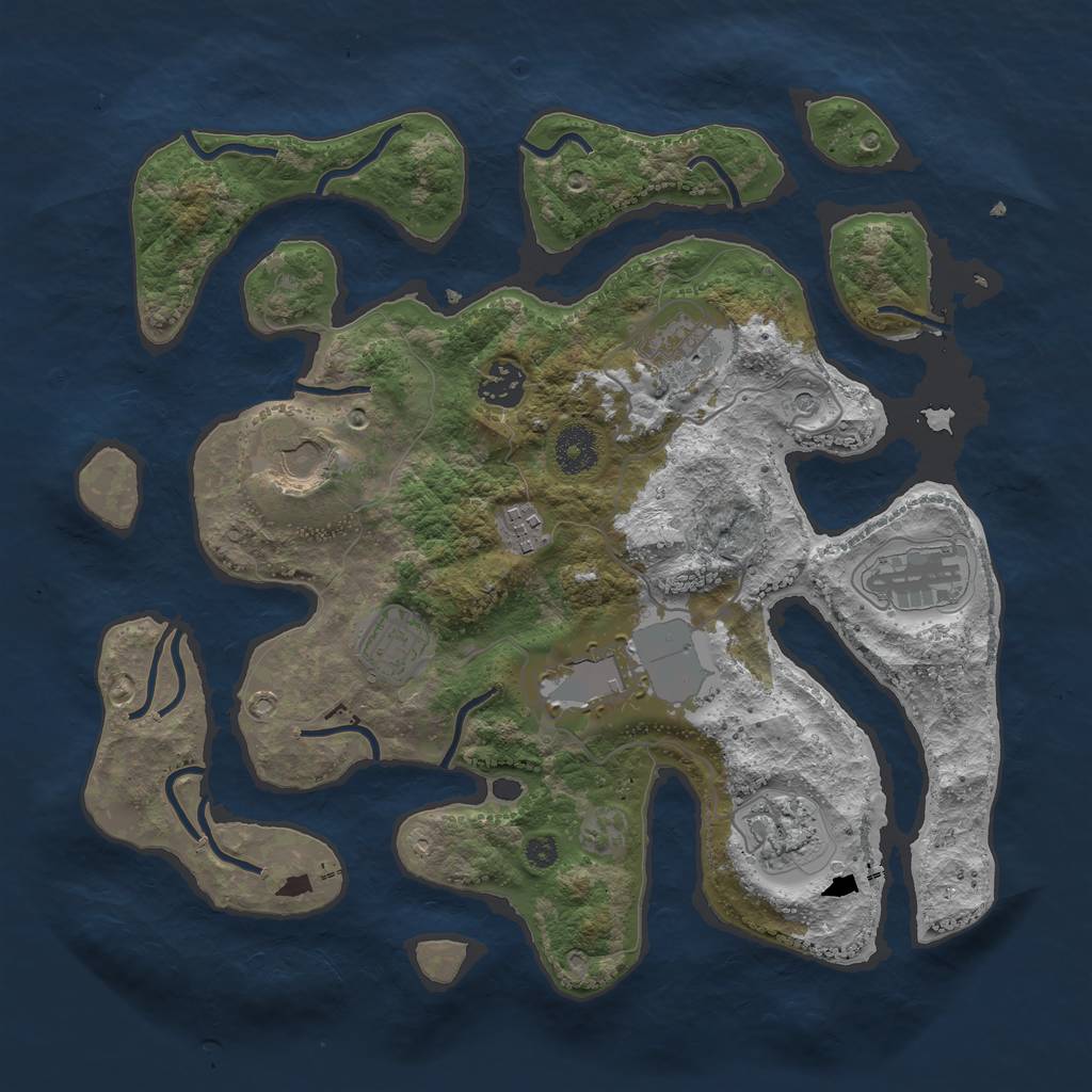 Rust Map: Procedural Map, Size: 3500, Seed: 1583149000, 11 Monuments