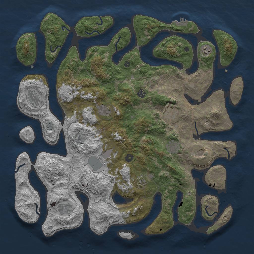 Rust Map: Procedural Map, Size: 4500, Seed: 1254682, 15 Monuments